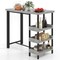 Mix Grey PE Rattan Bar Table with Tempered Glass Top and 3-Tier Shelves for Outdoor Patio